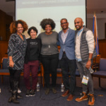 Opening Plenary Speakers (from left to right): Marbre Stahly-Butts; Azadeh Shahshahani; Vince Warren; Ash-Lee Woodard Henderson; and Thomas Mariadason.